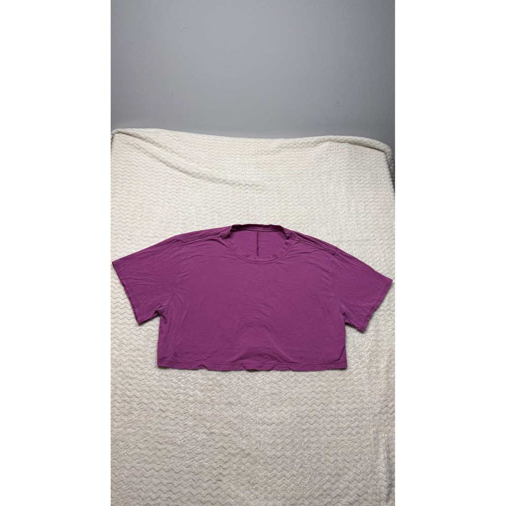 Lululemon Cates Crop Tee Magenta Purple Pima Cotton Relaxed Boxy T-Shirt
